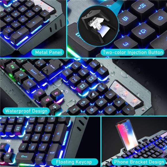 Amazon.com: Wireless Gaming Keyboard and Mouse Combo,3 in 1  Wireless Keyboard & Mouse Combo,Rainbow Backlit Gaming Keyboard with Memory Foam